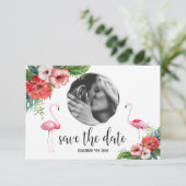 Save The Date Luau Flamant rose Photo Flore Tropicale Enregistre (Debout devant)