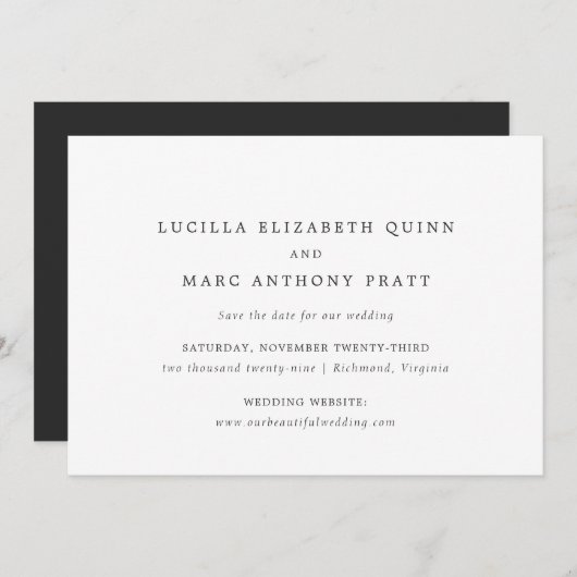 Save The Date Lucilla Elegant Mariage moderne (Devant / Derrière)