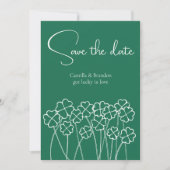 Save The Date Lucky Clover Emerald Green Mariage moderne (Devant)