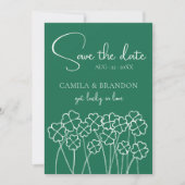 Save The Date Lucky Clover Emerald Green Photo Enregistrer La Da (Devant)