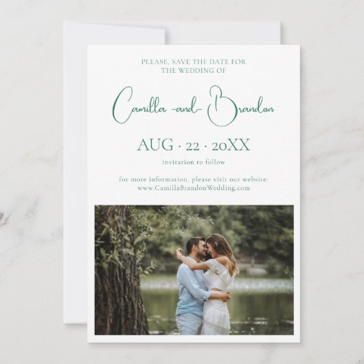 Save The Date Lucky Clover Emerald Green Photo Enregistrer La Da (Dos)