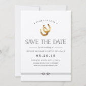 Save The Date Lucky in Love | Rustic Horseshoes Mariage (Devant)