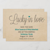 Save The Date Lucky in Love Save the Date, Turquoise (Devant / Derrière)