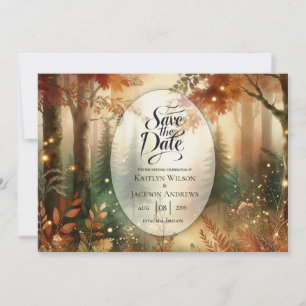 Save The Date Lueur d'Automne dans la Forêt Enchantée de Mariage