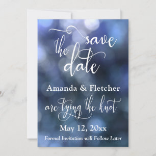 Save The Date Lumière Bokeh Bleue & Typographie 32, Sauvegarder