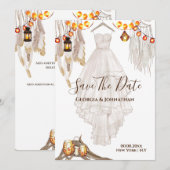 Save The Date Lumière de corde plume bohème lanterne macramé mar (Devant / Derrière)