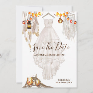 Save The Date Lumière de ficelle lanterne bohème macramé mariage