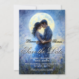 Save The Date Lumière de la lune Mariage Celestin Love Thème Cie