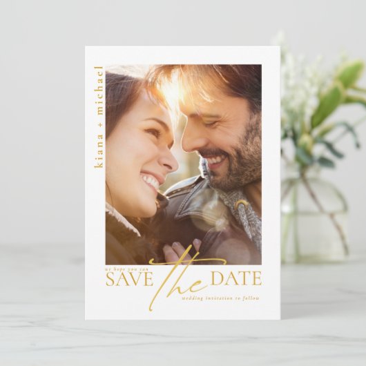 Save The Date Lumière de la Lune Mariage Emerald Green ID881 (Debout devant)