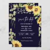 Save The Date Lumières à cordes de Sunflower bleu marine (Devant / Derrière)