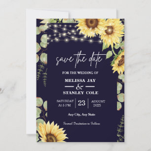 Save The Date Lumières à cordes de Sunflower bleu marine