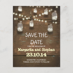 Save The Date lumières à cordes et jarres de maçon enregistrer l