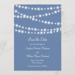 Save The Date Lumières à crémaillère bleu clair Enregistrer la d