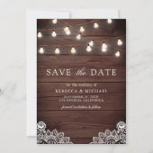 Save The Date Lumières à dentelle de bois Photo QR Code Mariage (Devant)