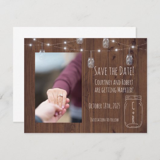 Save The Date Lumières à double brin rustique Enregistrer la dat (Devant / Derrière)