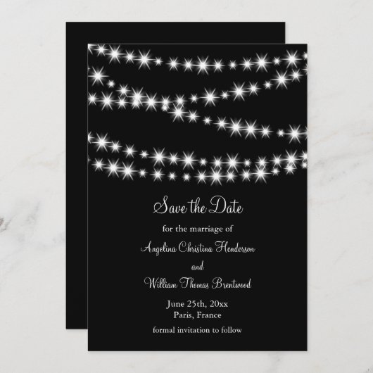 Save The Date Lumières à double rayon Enregistrer la date (noir) (Devant / Derrière)