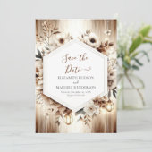 Save The Date Lumières botaniques Mariage rustique (Debout devant)