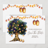 Save The Date Lumières d'arbre lanterne orientale de campagne ru (Devant / Derrière)