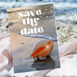 Save The Date Lumières de Chaîne de Coquillages de Plage Sauvega