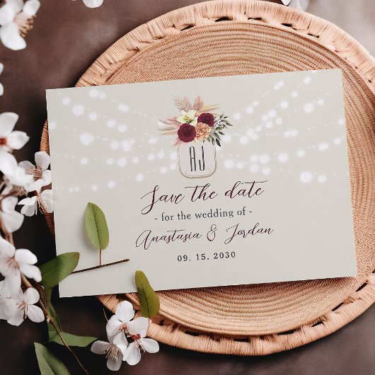 Save The Date Lumières de Chaîne de Pot Mason Mariage