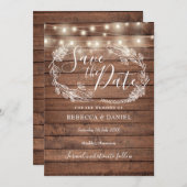 Save The Date Lumières de Chaîne en Bois Rustique Fleur Florale  (Devant / Derrière)