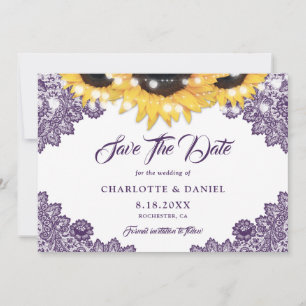 Save The Date Lumières de corde en dentelle florale de tournesol