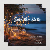 Save The Date Lumières de fée de soirée de plage de destination (Devant / Derrière)