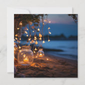 Save The Date Lumières de fée de soirée de plage de destination (Dos)