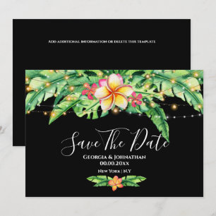 Save The Date Lumières de fleurs de plage d'île tropicale hawaïe