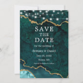 Save The Date Lumières de géode d'agate de marbre de sarcelle à  (Devant)