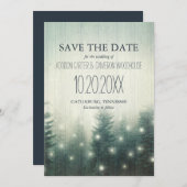Save The Date Lumières de la forêt | Rustique Enregistrer la dat (Devant / Derrière)