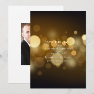 Save The Date Lumières de mariage Bokeh Moderne Classique Enregi
