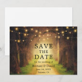 Save The Date Lumières de mariage de chemin forestier rustique e (Devant / Derrière)