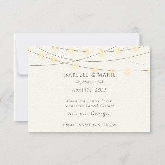 Save The Date Lumières de mariage de forêt enchantée Champignons (Dos)