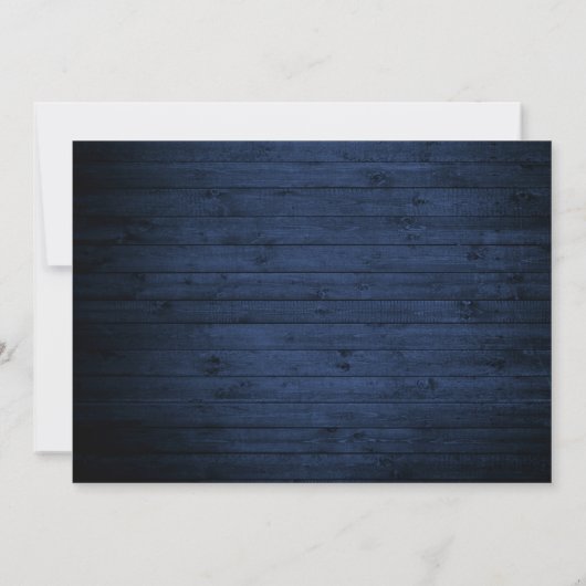 Save The Date Lumières de pot en bois bleu rustique Script photo (Dos)