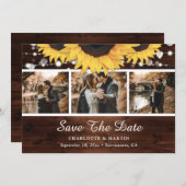 Save The Date Lumières de tournesol en bois rustique Mariage Pho (Devant / Derrière)