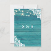 Save The Date Lumières dentelles et cordes en bois bleu (Dos)