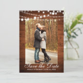Save The Date Lumières en bois Mariage rustique Enregistrer la d (Debout devant)