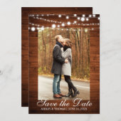 Save The Date Lumières en bois Mariage rustique Enregistrer la d (Devant / Derrière)