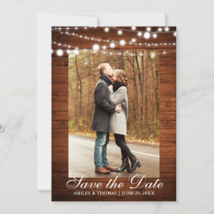 Save The Date Lumières en bois Mariage rustique Enregistrer la d