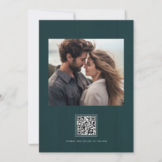 Save The Date Lumières en bois Turquoise rustique 2 Photos Enreg (Dos)