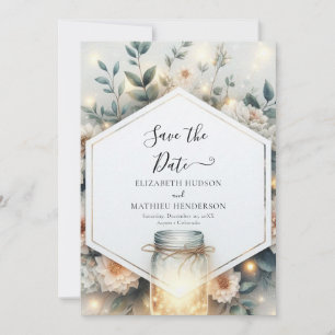 Save The Date Lumières modernes Mason Jar Mariage
