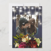 Save The Date Lumières rustiques d'hiver marine bordeaux mariage (Dos)