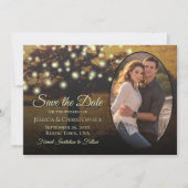 Save The Date Lumières rustiques en Arbre d'Or & Photo Mariage é (Devant)