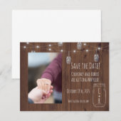 Save The Date Lumières scintillantes dans un pot rustique pour s (Devant / Derrière)