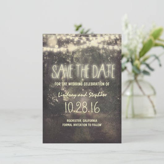 Save The Date lumières scintillantes rustique enregistrer les ca (Debout devant)