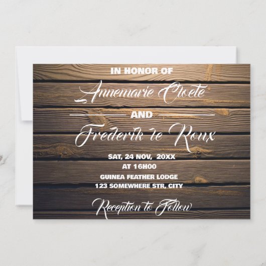 Save The Date Luminaires à crémaillère en bois rustique (Dos)