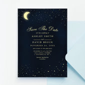 Save The Date Lune Céleste Étoiles Bleu Minuit Enregistrer La Da