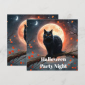 Save The Date Lune de chat noir d'Halloween effrayant, (Devant / Derrière)