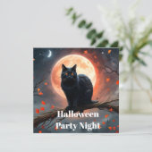 Save The Date Lune de chat noir d'Halloween effrayant, (Debout devant)